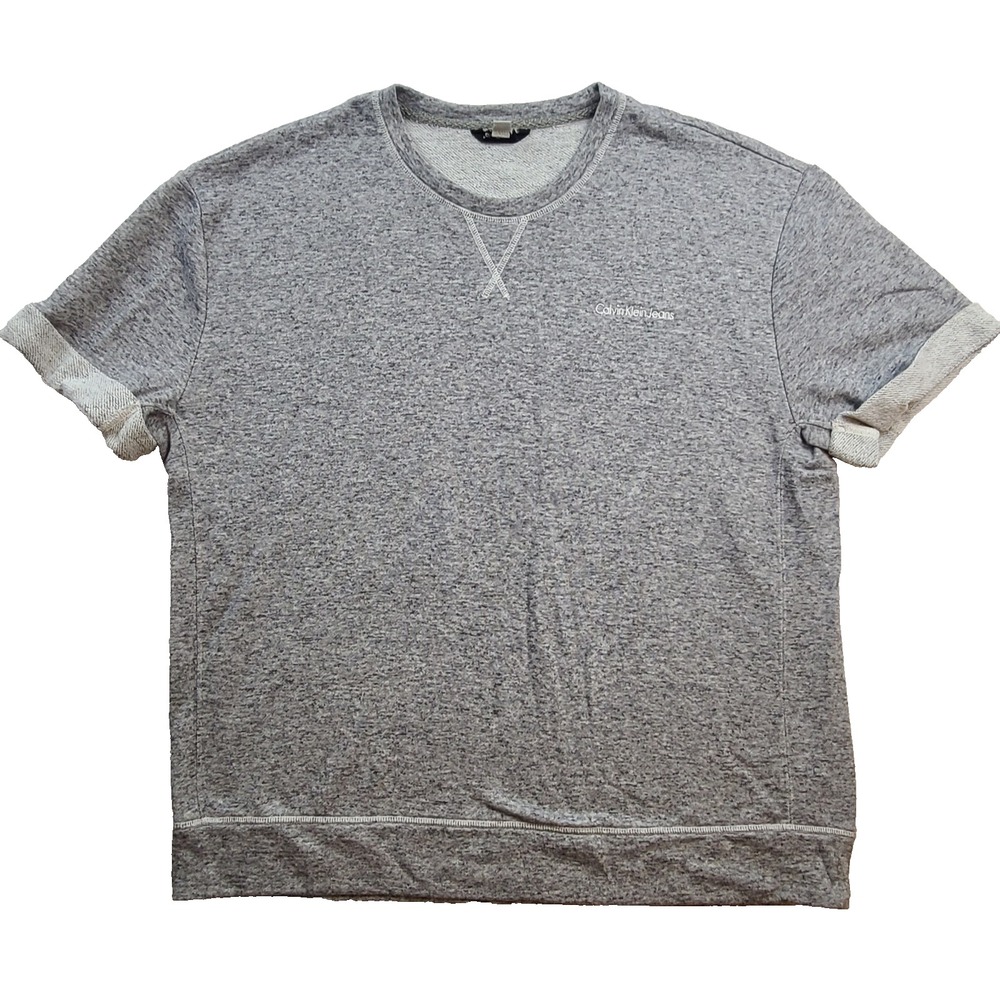 Calvin Klein Jeans Mens XL Gray Short Sleeve Casual Sweatshirt Pullover Logo Tee
